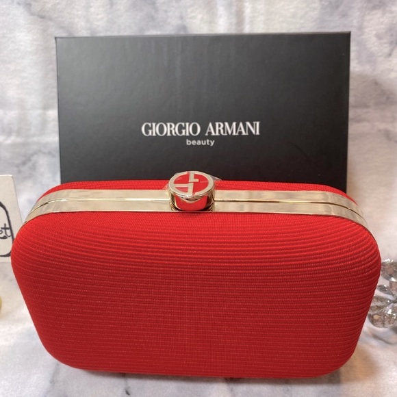 Giorgio Armani Red Hard Clutch, NEW